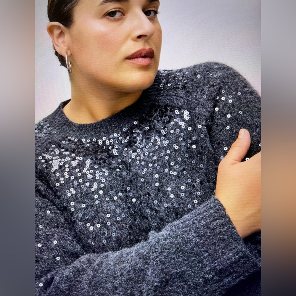 NWT Penningtons Charcoal Mix Sequin Sweater